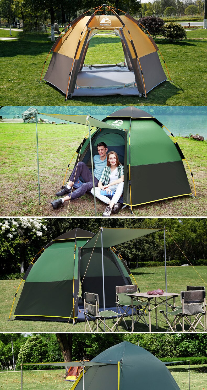 Cheap Goat Tents Automatic Tent Outdoor 3 4 Person Large Family Double Deck Tent Anti UV Waterproof Camping Beach Tent Fishing Hiking Picnic Tents 